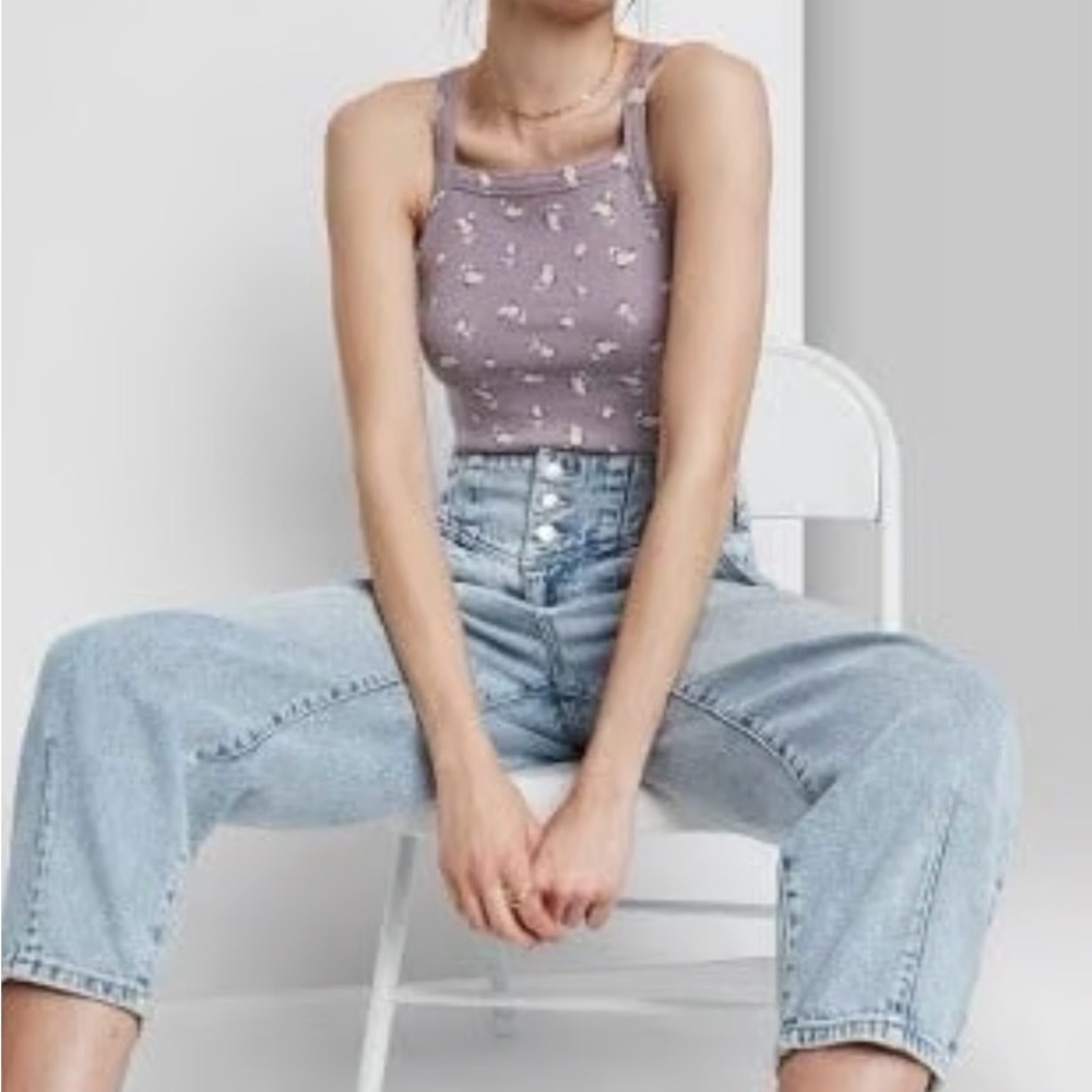 Wild Fable Purple Floral Tank Top medium/large